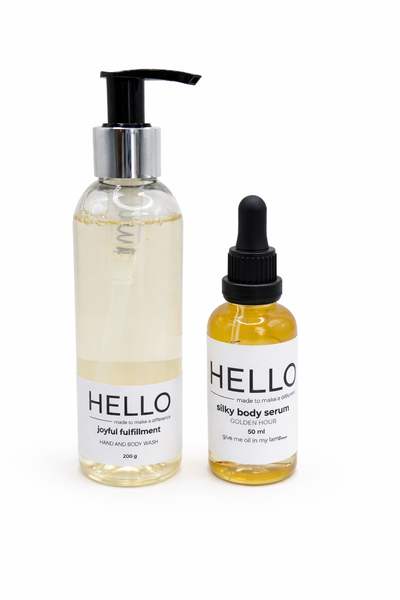 HELLO Organic Natural Soap Hand &amp; Body Wash and Silky Body Serum Set