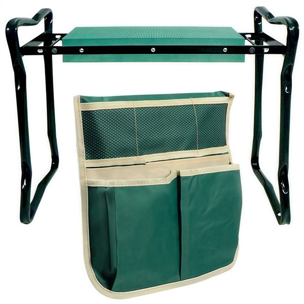 Garden Kneeler And Seat Foldable Garden Stool With Tool Pouch Kneeling Pad