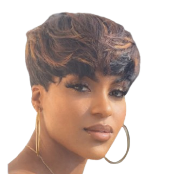 Highlight Human Hair Pixie Cut Wig.