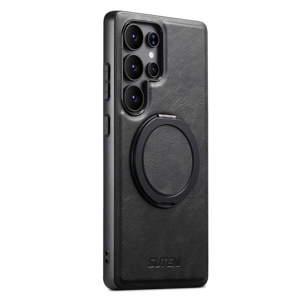 Magnetic Rotating Ring Leather Case Compatible With Galaxy S25 Ultra