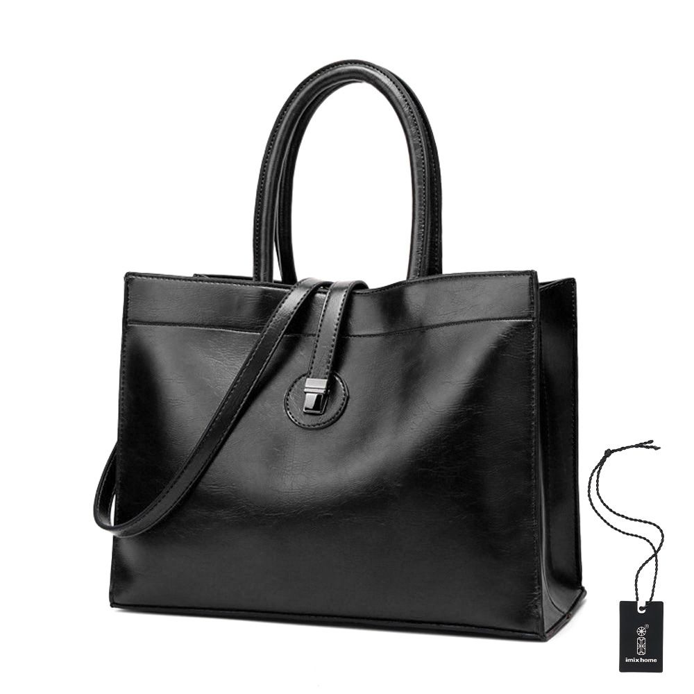 Urban Elegance: Structured Brown Leather Tote Perfect for Work - imix Home