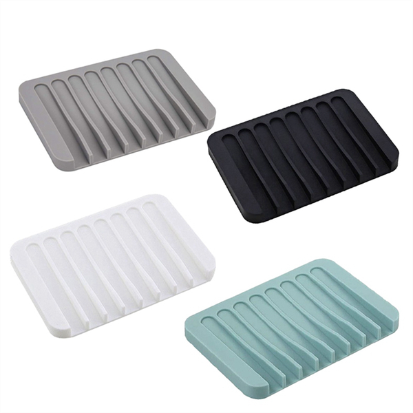 12Pcs Self Draining Soap Dishes For Bathroom (White Gray Black Green)
