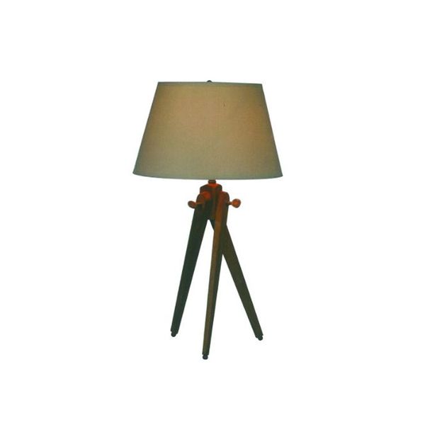 ACDC - 230vac 40w 1xe27 Wood Tripod Table Lamp And Shade