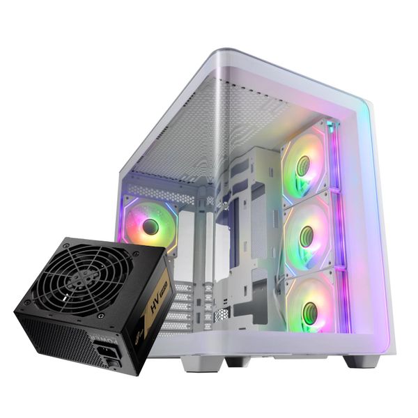 FSP M580 ATX Gaming Chassis White &amp; Bundle HV Pro 650W Power Supply Black