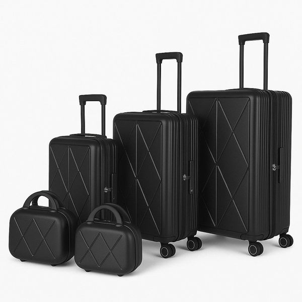 Black PC Hardshell 5-Piece Luggage Set-Laptop Compartment,TSA Lock,Spinner