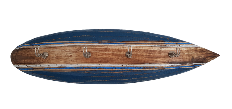 Wood Surfboard Hanger 4 Hooks - Blue - 50cm