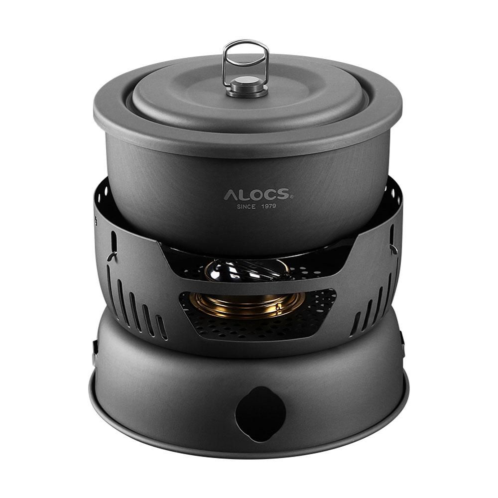 Alocs Compact Outdoor Cookware Set with Burner - 10 Piece