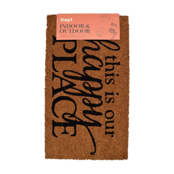 Step Natural Coir Happy Place Doormat - 700 x 400mm