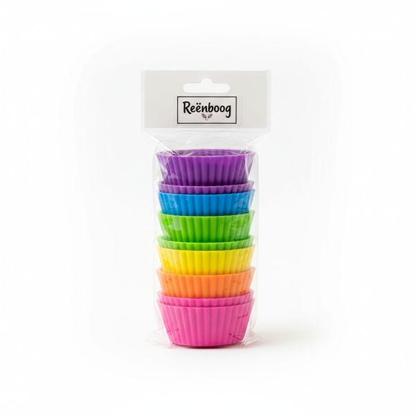 Reënboog Silicone Muffin &amp; Cupcake Cups - Set of 12
