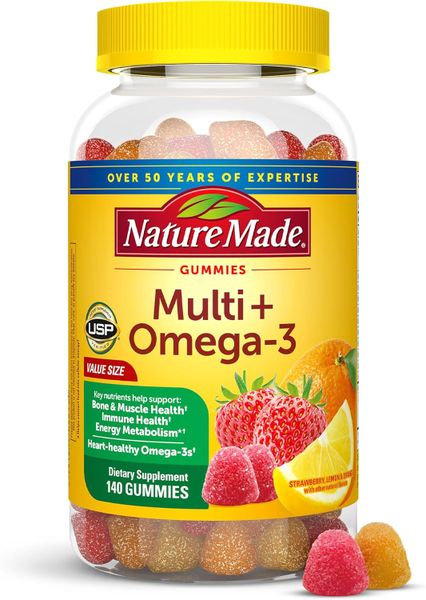 Nature Made Multivitamin + Omega-3 - 140 Adult Gummies, 70 Day Supply