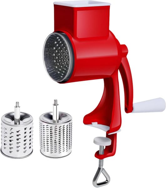 Manual rotary cheese grater stainless steel drum slicer for kitchen use