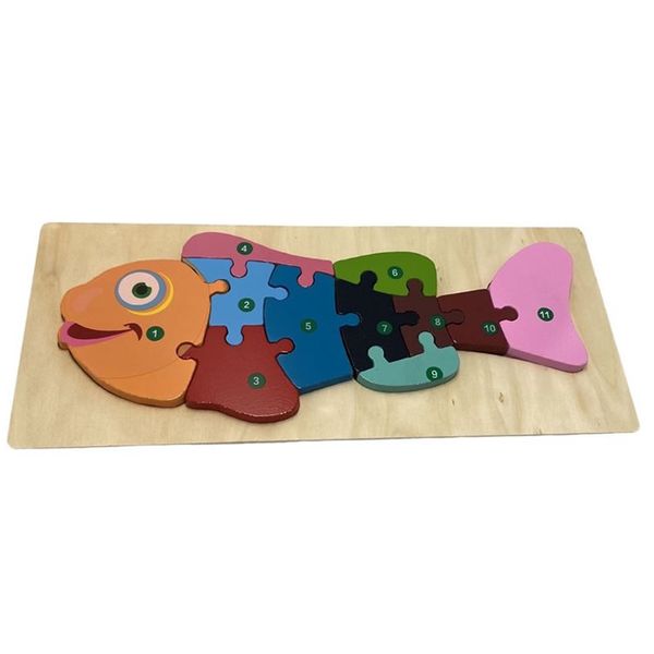 12pcs Wooden 3D Fish Puzzle F47-72-2