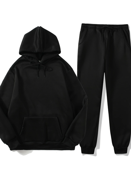 Tread Treasure-Solid Color Spring and Autumn Sweatshirt and Pants Set