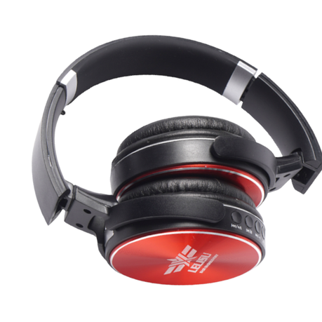 LELISU - LS-216 - Headphones With Built-in Microphone - Black/Red Image