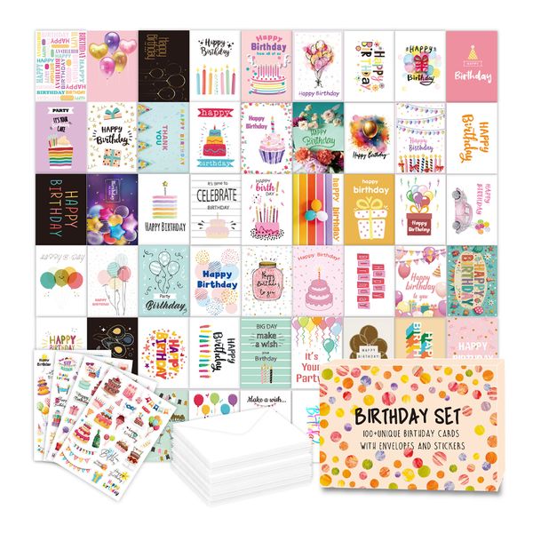 DIY Envelope Foldable Birthday Card Kit, 50-Piece Set Random Style