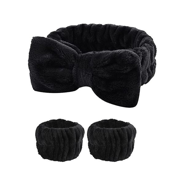 3-Piece Plush Bow Headband &amp; Wristband Set
