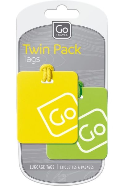 Go Travel Luggage Tags Twin Pack Yellow &amp; Green