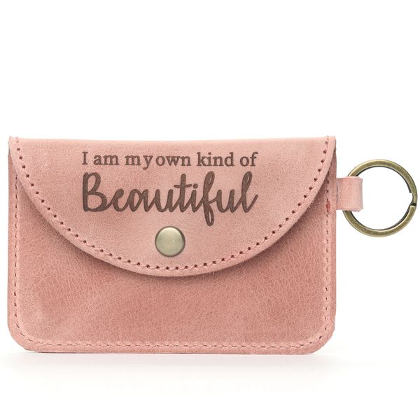 DAREhue - Genuine Leather Card Holder Keyring - I am Beautiful