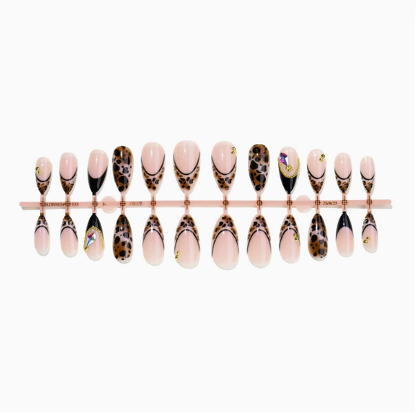 Salon Quality Reusable Handmade Gel Press-On Nails - Almond - Berry Blossom