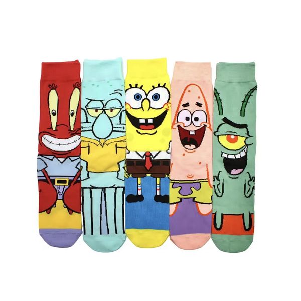 Funky Novelty Socks SpongeBob Cartoon 5 pairs