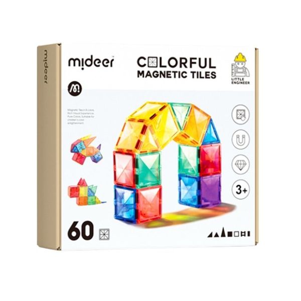 Mideer Colourful Magnetic Tiles - 60-Piece