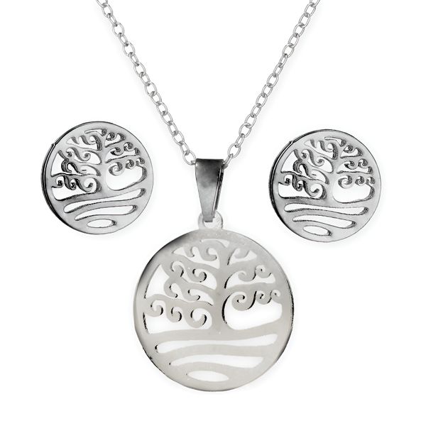 Women's Fashion Tree of Life Pendant Necklace &amp; Matching Earring Set