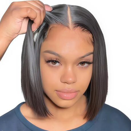 Bresilienne 10"Brazilian Hair Glueless Frontal Lace Short Straight Bob Wig Image