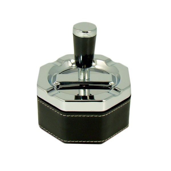 Ashtray Octagonal Spinning PVC Base - Black
