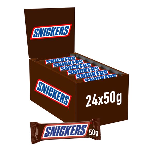 Snickers Chocolate Bar with Caramel, Peanuts and Nougat 50g (Pack of 24)