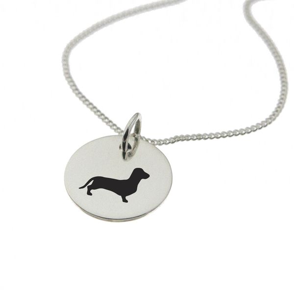 Dachshund Dog Silhouette Sterling Silver Necklace with Chain