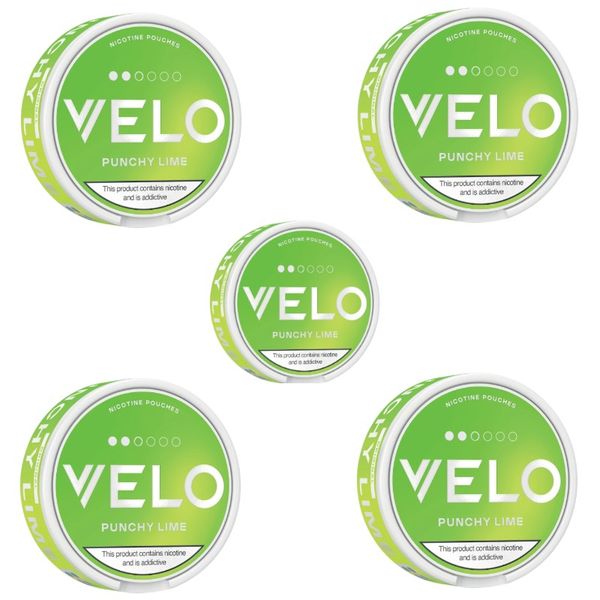 Velo Slim Nicotine Pouches - Punchy Lime 8mg - 5 Pack (100 Pouches)