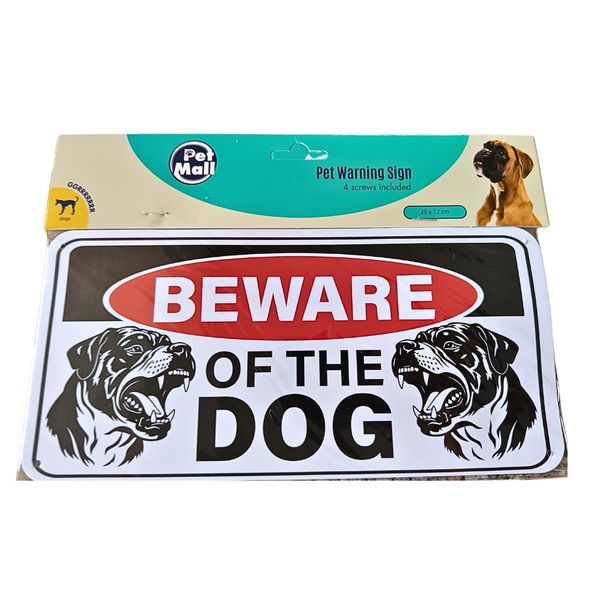Beware of the Dog Safety Sign - Bold Double-Graphic Warning Sign &amp;. Fixings
