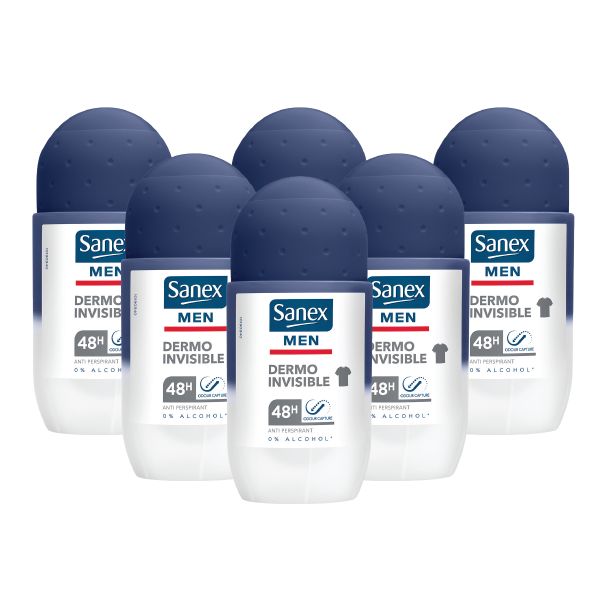 Sanex Men Dermo Invisible Antiperspirant Roll On - 6 X 50ml