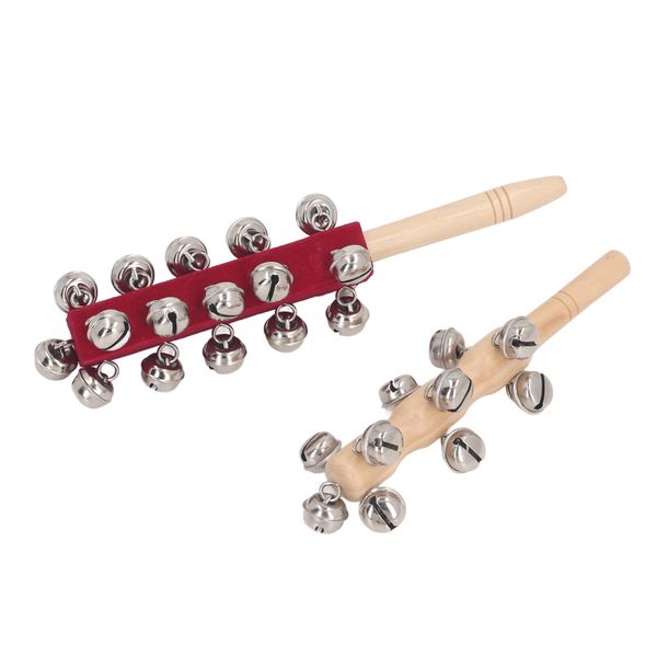 Kids Wooden Jingle Bell Stick Hand Shaker Toy