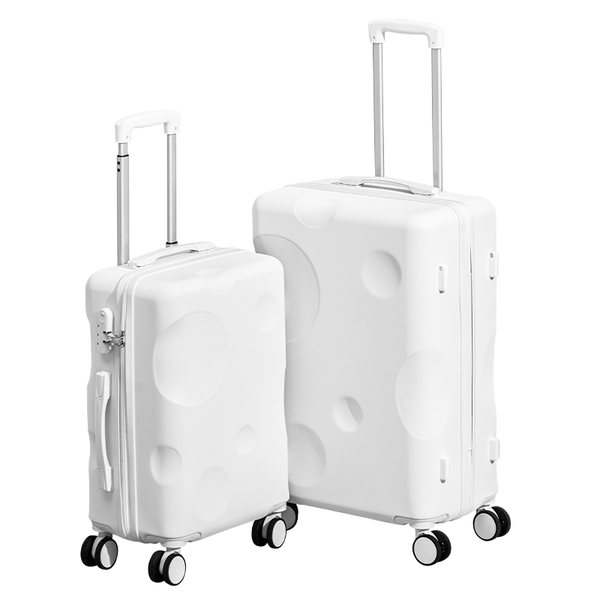 Pouchio 20" &amp; 24" Suitcase Set 2 Pcs with Cup Holder, White