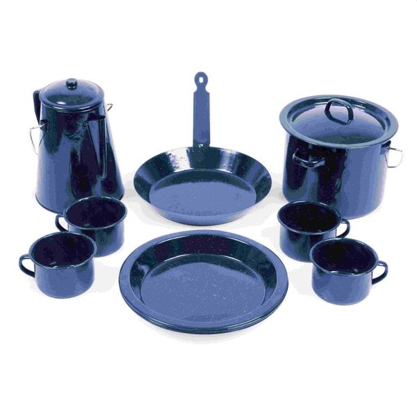 SourceDirect - 11Pce Enamel Cookware Set - Best for Outdoor/Camping (Navy)