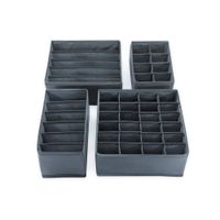 Pract Pack - Underwear Drawer Storage Organizer - Grey - 4 Piece Set