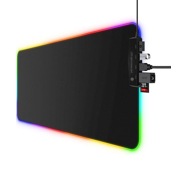 Eco-Friendly Waterproof 4 USB Port LED RGB Gaming Mouse Pad - Black