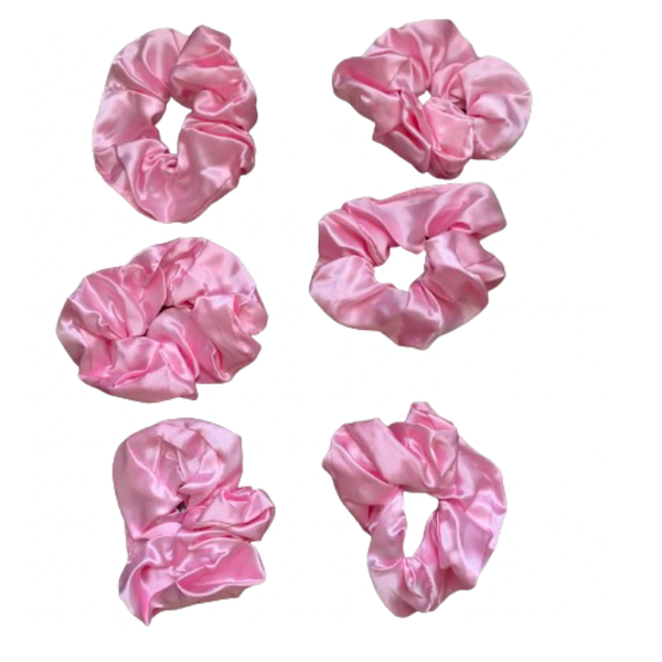 Light Pink Satin Scrunchies (6 pack)