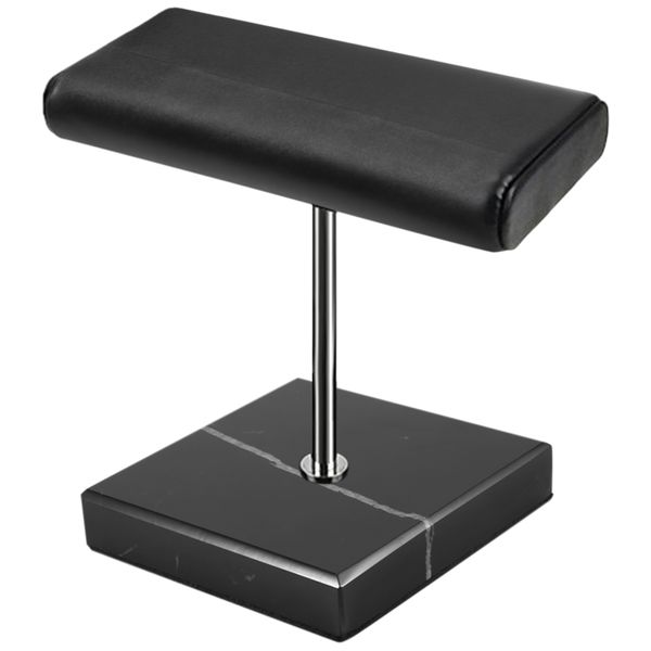 Black Marble Base Watch Stand Silver Color Metal Rod Jewelry Stand