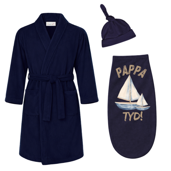 Baby &amp; Dad -Winter Gown &amp; Baby Swaddle Cocoon-Afr-Sailor Ocean