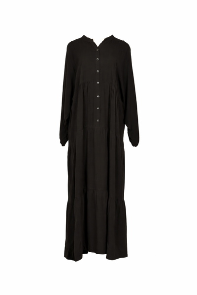 Black Front Button Down Modest Dress