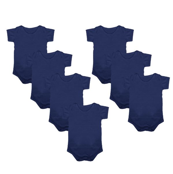 Hannah Grace Maternity Navy Baby Romper 7 Pack image