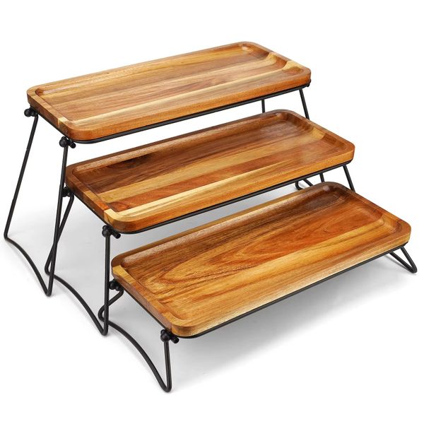 3 Tier Wooden Cupcake Stand - Serving Tray - 43cm