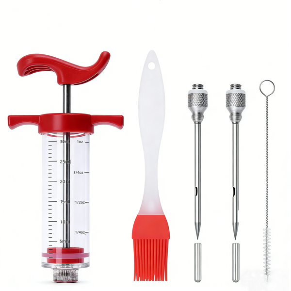 Stainless Steel Marinade &amp; Basting Injector Set - Turkey Needle Syringe