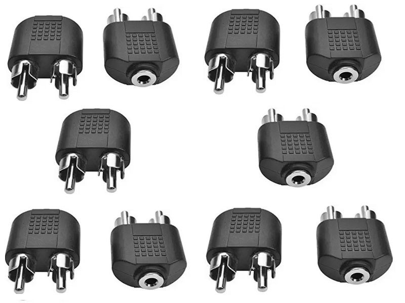 2 RCA Female To 3.5MM Stereo Jack Male Adapter (ZA-1SF-2RCAM-10P)