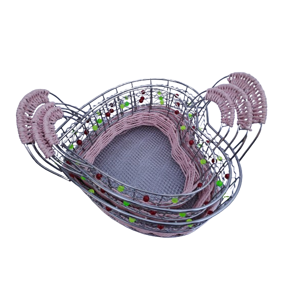 3Piece Heart Shaped Metal Basket Fruit basket beautiful geometric structure