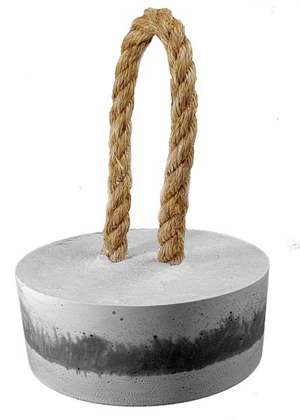 Perfectly Potty - Large Artisan Rope &amp; Cement Door Stopper - Grey Fade