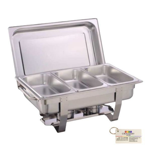 Chafing Dish 9.5L Rectangular Triple LP and Keyring