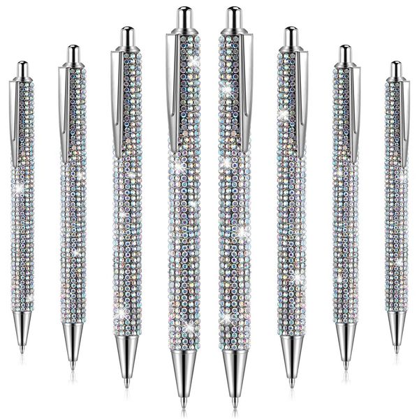 8Pcs Cute Pen Bling Diamond Pens Christmas Rhinestones Gift B